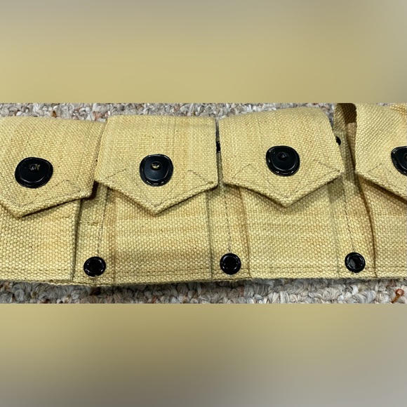 U.S Army Rifle Cartridge WWII Springfield 10 Pocket Canvas Ammo Belt Bandolier - Picture 4 of 4